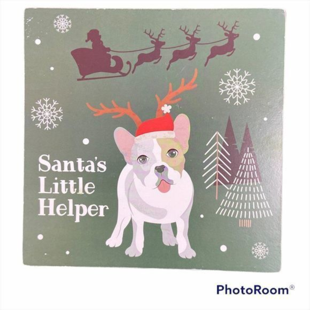 🌿4/$35 🌿NWOT NORDSTROM Santa's Little Helper Pug Dog Wall‎ Decor